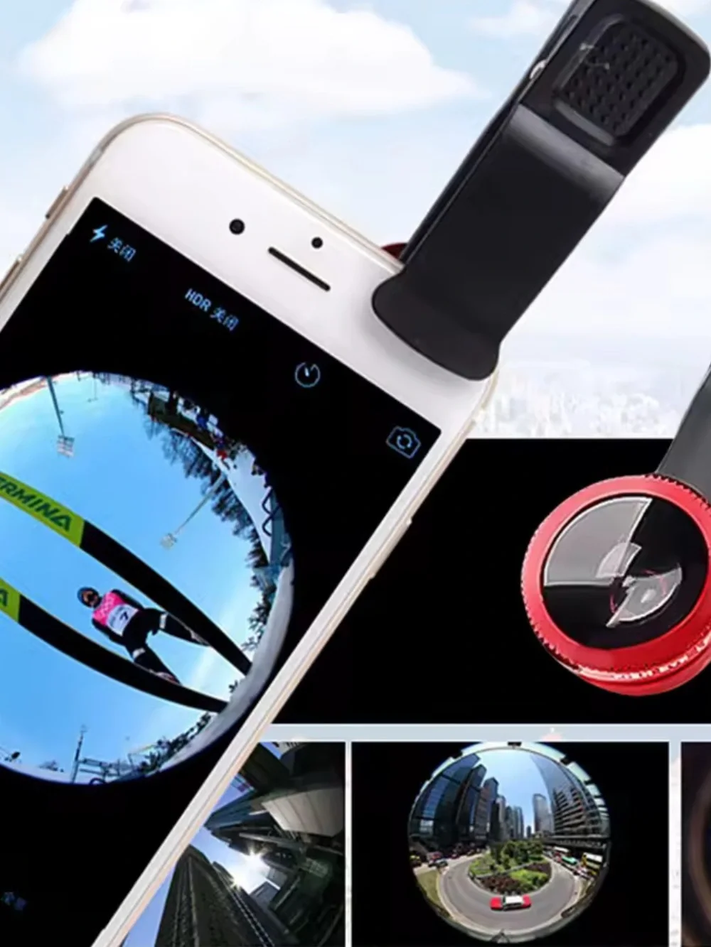 3 in 1 Clip Camera Lens Kit 180° Fish Eye +0.67X Wide Angle + Macro Lens Phone L